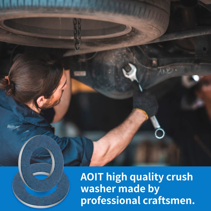 AOIT 10 Pcs Aluminum Engine Oil Drain Plug Crush Gasket Washers Seals for Toyota Prius Tundra Sienna Highlander Lexus Avalon Camry Corolla Tacoma 4Runner RAV4, Replacement for The Part # 90430-12031 - Image 5